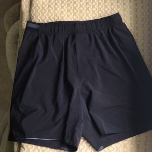 Men’s Lululemon size small lined, black, athletic shorts, 6 inch inseam